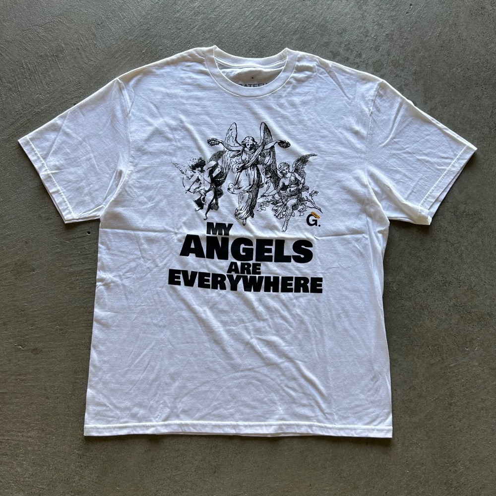 Grateful‎ Apparel Shirt Size XL White My Angels Are Everywhere Christian Jesus